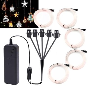 Ourbest EL Wire Lights Battery Powered Wearable Led Wire Lights 5in1 neon String LightDIY neon Sign kit StaySlowFast Flash Party Decoration 1M White
