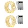 BXROIU 2 x 20LEDs Fairy Lights Battery Operated Silver Wire 2 Mode Chains String Lights for Bedroom Christmas Party Decoration Warm White 66