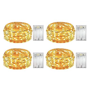 yongzhenlite 4 Pack Battery Operated Dewdrop Led LightsIndoor Mini Fairy Lights With Timer FunctionFor Wedding Home Parties Christmas Holiday Decoration6 Hours on18 Hours Off 30 Count LEDs10 FeetWarm