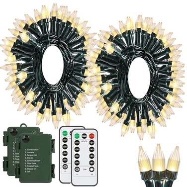Solhice 2 Pack 20ft Battery Operated String Lights with Remote 50 LEDs Mini Twinkle String Lights Warm White Garland Xmas Tree Fairy Lights