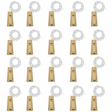 NiniTe LIGHTS 20 Pack 10 LED Wine Bottle Cork Lights Fairy Mini String Lights Copper Wire Battery Operated Starry Lights for DIY Christmas Halloween Wedding Party IndoorOutdoor 20 Pack Cool White