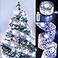 GIHOO Christmas Tree Decorations String Lights 32ft 100 LED Lights Copper Wire Ribbon Bows Lights for Party Weddings Holiday Christmas Tree Decorations Width 5cm Silvery Cold Light