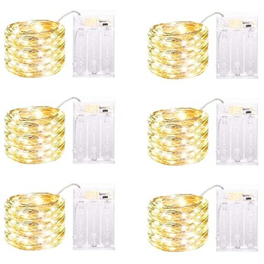 Yisiten 6 Pack LED Fairy Lights Battery Operated with Timer 13FT 40LED Waterproof Firefly Lights Silver Wire Mini Twinkle String Lights for Wedding Christmas Birthday Party Mason jar Decorations Warm