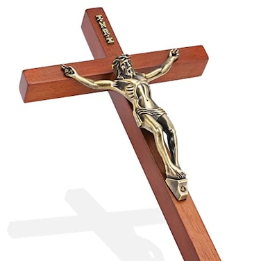 DCCXN Crucifix Wall Cross Wooden Catholic Hanging Jesus Christ Cross for Wall Decor 10 Inch