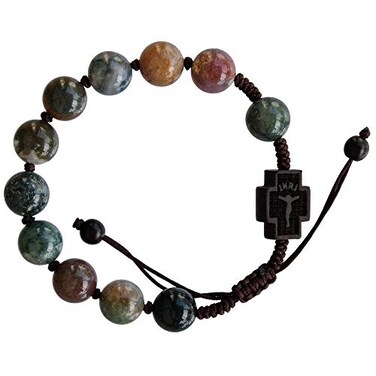 Sine Cera Multicolor Onyx Jujube Wood Adjustable 10mm Rosary Bracelet