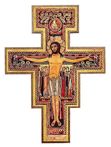 Intercession San Damiano Wall Wood Cross Crucifix 8 in