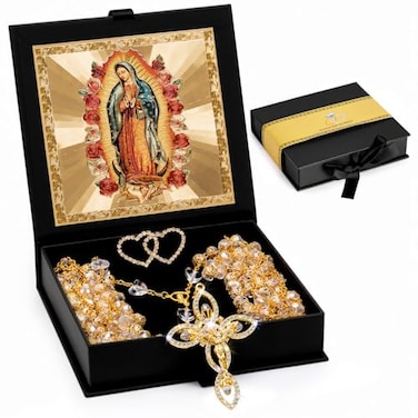FUNPAR Lazo Para Boda Catolica Crystal Wedding Lasso for Ceremony Catholic Lazo De Bodas Para Los Novios Wedding Crystal Rosary GiftGold