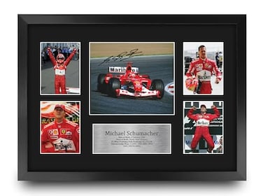 HWC Trading Michael Schumacher Gifts Printed Signed Autograph Presentation Display for F1 Formula 1 Racing Fans 16 x 12 Framed