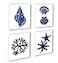 Gnosis Picture Archive Navy Blue Beach Wall Art Decor Set of 4 Unframed Prints Coastal Home Decor