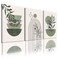 YongArt Sage Green Wall Posters Prints Green Boho Wall Art Set of 3 Minimalist Framed Wall Art Geometric Line Leaf Sun Moon Beige Green Canvas Artwork Paintings