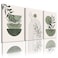 YongArt Sage Green Wall Posters Prints Green Boho Wall Art Set of 3 Minimalist Framed Wall Art Geometric Line Leaf Sun Moon Beige Green Canvas Artwork Paintings