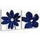 Creoate Navy Blue Canvas Wall Art for Bathroom Abstract Flower Painting Print Artwork 2 Pieces Blue and White Wall Decor for Bedroom 12x12 Inch