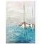 Yihui Arts Hand Painted Textured Nautical Sailboat Canvas Art with Gold Foil Accents