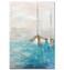 Yihui Arts Hand Painted Textured Nautical Sailboat Canvas Art with Gold Foil Accents