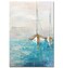 Yihui Arts Hand Painted Textured Nautical Sailboat Canvas Art with Gold Foil Accents