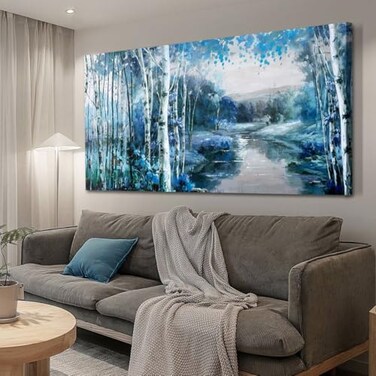 Arjun Tree Large Canvas Wall Art for Living Room Landscape Picture Nature Forest Painting Bedroom Big Size Artwork Textured Framed Home Office Dining Room Wall Dcor 58x29