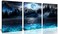 Aburaeart Moon Deer Ocean Landscape Picture Wall Art For Living Room Bedroom 3 Piece Canvas Wall Decor 16x24 Each Panel