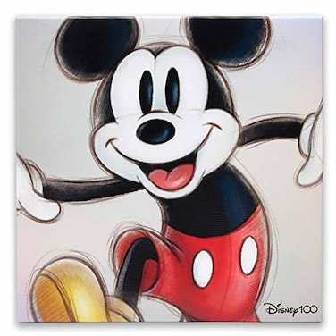 Open Road Brands Disney Mickey Mouse Sketch Gallery Wrapped Canvas Wall Decor Classic Mickey Mouse Wall Art for Home