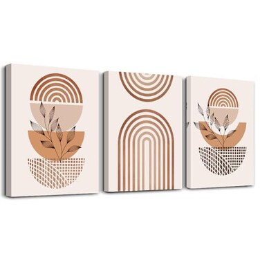 DZRWUBHS Boho Wall Decor Canvas Art Set Living Room Bedroom Office Abstract Line Paintings 3 Piece Set 12x16