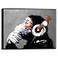 Wieco Art Large Black Framed Canvas Wall Art Banksy Graffiti Monkey with Headphones Abstract Canvas Prints Modern Framed Artwork for Living Room Office Home Wall Decor