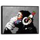 Wieco Art Large Black Framed Canvas Wall Art Banksy Graffiti Monkey with Headphones Abstract Canvas Prints Modern Framed Artwork for Living Room Office Home Wall Decor