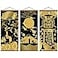 WEROUTE Warriors Dreams Canvas Wall Art Print Poster Armored Helmet Samurai spirit with Scroll Wood Framed Ready to Hanger Home Karate Hall Sushi Restaurant Decor 16x35 3PCS gold