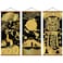 WEROUTE Warriors Dreams Canvas Wall Art Print Poster Armored Helmet Samurai spirit with Scroll Wood Framed Ready to Hanger Home Karate Hall Sushi Restaurant Decor 16x35 3PCS gold
