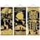 WEROUTE Warriors Dreams Canvas Wall Art Print Poster Armored Helmet Samurai spirit with Scroll Wood Framed Ready to Hanger Home Karate Hall Sushi Restaurant Decor 16x35 3PCS gold