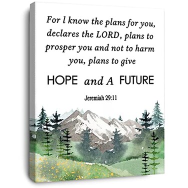 OTINGQD Hope And Future Jeremiah 2911 Canvas Wall ArtBible Verse Scripture Canvas Painting Prints for Christian Home Bedroom Office Church Religious Wall Decor