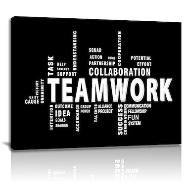 AMART SUN Teamwork Canvas Wall Art Large Framed Motivational Quotes Artwork Modern Home Decor Inspirational Posters Decor For Office Framed Ready to Hang