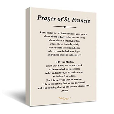 Hijie Inspirational Prayer of St Francis Quote Saint Francis Peace Prayer Poster Canvas Wall Art Painting Ready to Hang for HomeBedroomLiving Room Decor Prayer Print Christian Wall Decor Canvas Gifts