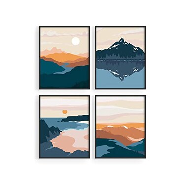HAUS AND HUES Nature Wall Art Mountain Landscape Geometric Abstract Adventure Decor
