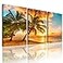EPHANY Golden Seascape Ocean Beach Wall Art Cozy Sea Artwork Modern Ocean Sunset Sea Beach Canvas Prints Pictures Paintings on Canvas Wall Art for Home Decor 5 Panels Gallery Wrapped Tropical Scenery