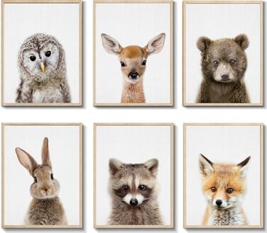 EPHANY Baby Animal Posters and Prints ART Rabbite Deer Fox Canvas Painting Nursery Pig Wall Art Piglet Print Wall Art Nordic Picture Kids Room Decoration YMX014 8x1020x25cm