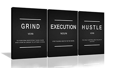 Urttiiyy Grind Hustle Execution Entrepreneur Quotes Inspirational WallArt Canvas Prints Motivational Wall Decor Entrepreneur Quotes Office Posters 3Panels for Living RoomBedroom Framed Ready to Hang