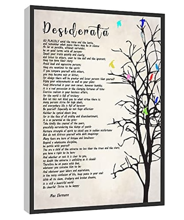 RCVTVPV Desiderata Poem Wall ArtInspirational Desiderata Poster By Max Ehrmann Canvas Wall Art For Home Office Framed Ready to Hang 8x12