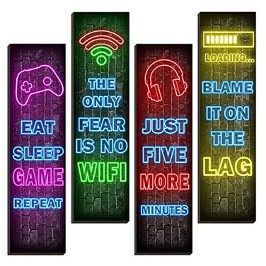 Simimi art Neon Gaming Wall Art Set for Boys Bedroom