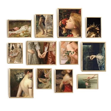 Lucky Numen Set 12 Renaissance Wall Art Victorian Gothic Decor Famous Paintings Impressionist and Fine Classic Art Prints Romantic 8x10 UNFRAMED