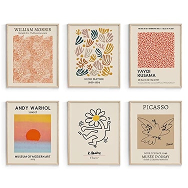 Habseligkeit Retro Room Decor Matisse Abstract Wall Art Prints Minimalist Boho Bedroom Decor for Girs Unframed11x14in Set of 6