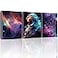 Hijie Outer Space Canvas Prints Posters Framed Astronaut Artwork for Bedroom Decor Teen Boy Girl Room 3 Panels