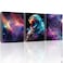 Hijie Outer Space Canvas Prints Posters Framed Astronaut Artwork for Bedroom Decor Teen Boy Girl Room 3 Panels