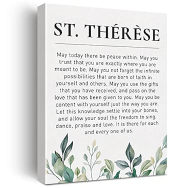 JerLoe Literary Canvas Wall Art Inspirational Motivational St Therese Quote May Today There be Peace Within Canvas Print Positive Canvas Painting Office Home Wall Decor Framed Gift 12x15 Inch