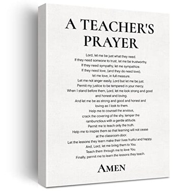 JerLoe Teacher Canvas Wall Art Motivational a Teachers Prayer Canvas Print Positive Canvas Painting Classroom Wall Decor Framed Christian Teacher Appreciation Gift 12x15 Inch