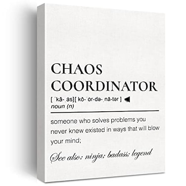 JerLoe Chaos Coordinator Canvas Wall Art Gifts Motivational School Counselor Definition Canvas Print Painting Therapy Office Wall Decor Framed Gift 12x15 Inch
