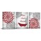 FuShvre Red Bathroom Decor Burgundy Wall Art Pictures Grey and Red Floral Canvas Prints Accessories with Relax Soak Unwind Framed 12x16x3pcs