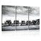 HABEN ARTWORK Trucks Convoy California Black And White Print On Canvas Wall Artwork Modern Photography Home Decor Unique Pattern Stretched and Framed 3 piece