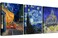msspart Vincent Van Gogh Canvas Wall Art Paintings Famous Starry Night Picture Prints for Decor Classic Cafe Terrace At Night Artwork Reproduction Poster for Bedroom Living Room Office 12x16x3 Piece