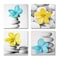 Genius DecorModern Wall Art Picture Flowers and Pebble Stone Canvas Art Blue Yellow DecorTeal Yellow