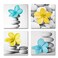 Genius DecorModern Wall Art Picture Flowers and Pebble Stone Canvas Art Blue Yellow DecorTeal Yellow