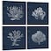 HOMEOART Coral Canvas Wall Art Prints Ocean Navy Blue Coastal Artwork Beach Home Decor Picture Framed Ready to Hang 12x12x4 Pieces